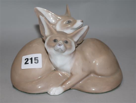 A Royal Copenhagen model of two fox cubs H.11.5cm